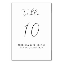 Tarjeta De Mesa Elegante Boda Monograma Negro y Blanco