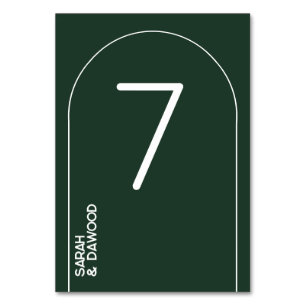 Tarjeta De Mesa Elegante Boda musulmán blanco verde verde Minimali