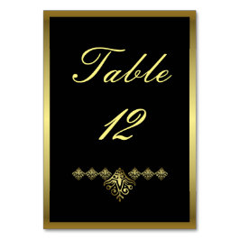 Tarjeta De Mesa Elegante Boda negro y dorado número 12