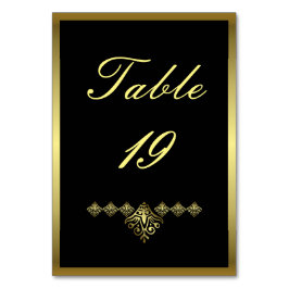 Tarjeta De Mesa Elegante Boda negro y dorado número 19