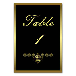 Tarjeta De Mesa Elegante Boda negro y oro