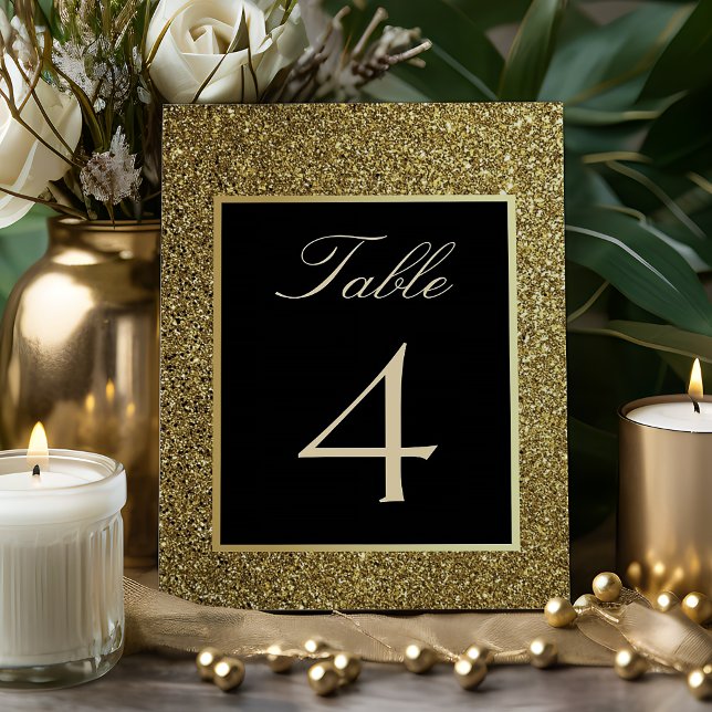 Tarjeta De Mesa Elegante Boda negro y oro (Subido por el creador)
