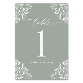 Tarjeta De Mesa Elegante Boda pequeño Sage Green Vintage Classic