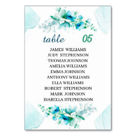 Tarjeta De Mesa Elegante Boda personalizada de Flor Azul