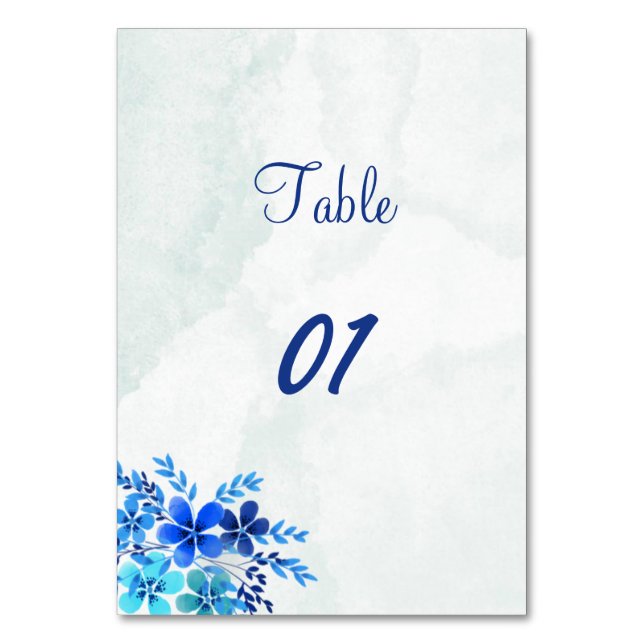 Tarjeta De Mesa Elegante Boda personalizado azul (Anverso)