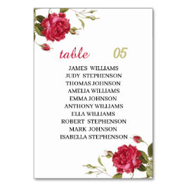 Tarjeta De Mesa Elegante Boda personalizado de flor roja