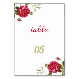Tarjeta De Mesa Elegante Boda personalizado de flor roja