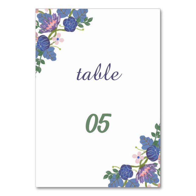 Tarjeta De Mesa Elegante Boda personalizado de la flor púrpura (Anverso)