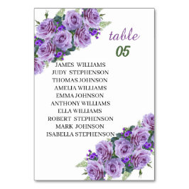 Tarjeta De Mesa Elegante Boda personalizado de la flor púrpura
