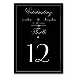 Tarjeta De Mesa Elegante Boda personalizado en blanco y negro