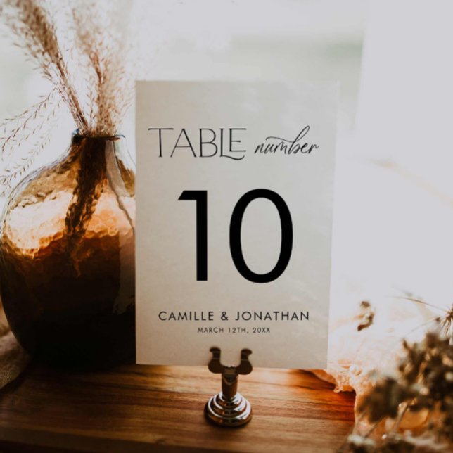 Tarjeta De Mesa Elegante Boda personalizado en blanco y negro (Elegant Simple Wedding Table Number)