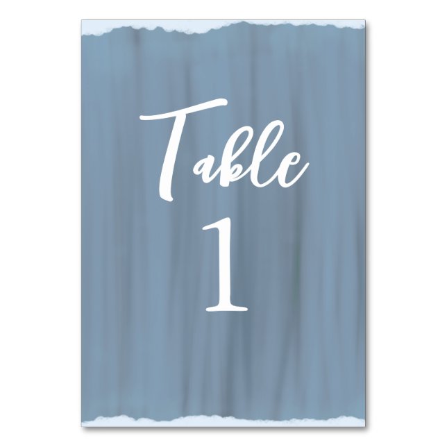 Tarjeta De Mesa Elegante Boda pintado de pizarra azul Faux Glass (Anverso)