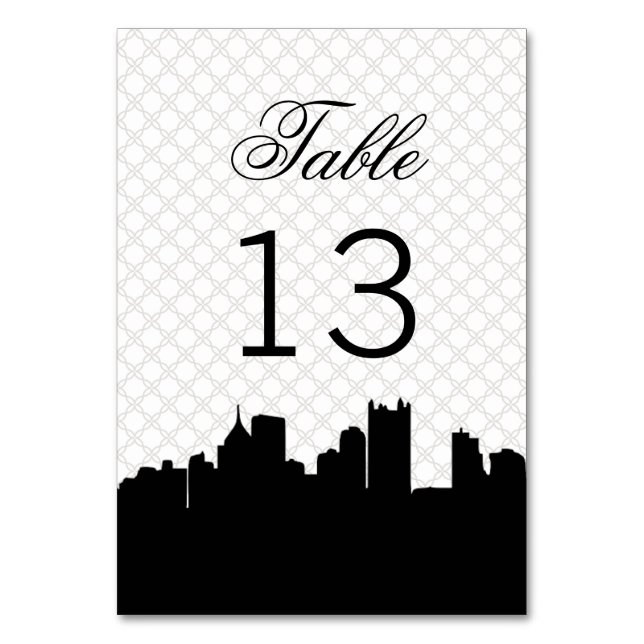 Tarjeta De Mesa Elegante Boda Pittsburgh negro y blanco encaje (Anverso)