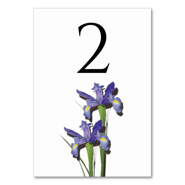 Tarjeta De Mesa Elegante Boda Purple Iris (Anverso)