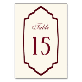 Tarjeta De Mesa Elegante Boda Retro Burgundy a Cuadros