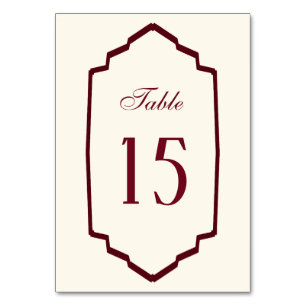 Tarjeta De Mesa Elegante Boda Retro Burgundy a Cuadros