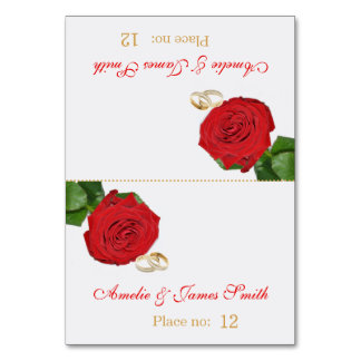 Tarjeta De Mesa Elegante Boda Rojo Rojo Cartas de mesa