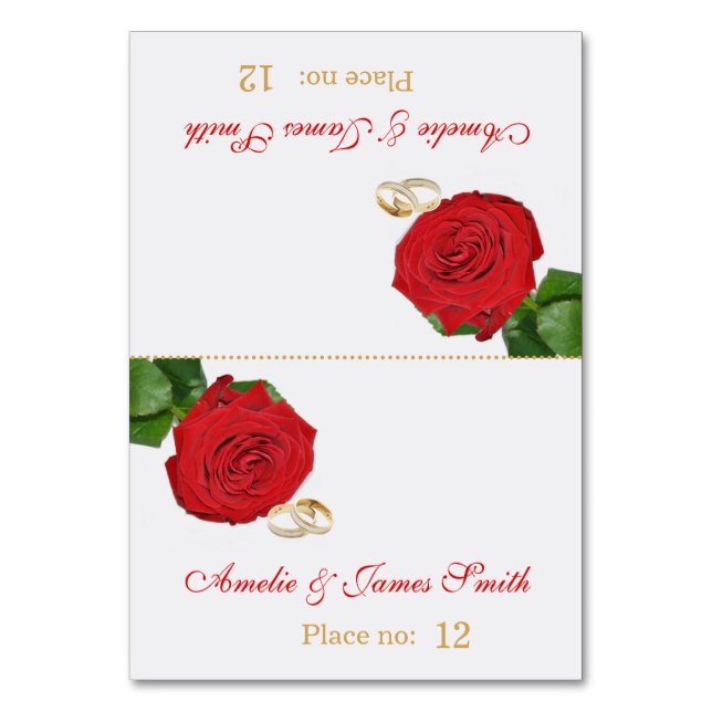 Tarjeta De Mesa Elegante Boda Rojo Rojo Cartas de mesa (Anverso)