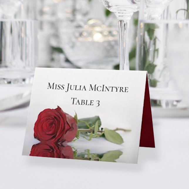 Tarjeta De Mesa Elegante Boda Rosa Roja DIY Fold Place Card (Subido por el creador)