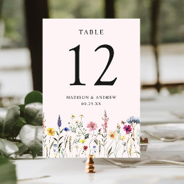 Tarjeta De Mesa Elegante Boda rosa Rubor Meadow de flores silvestr