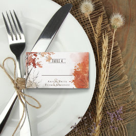 Tarjeta De Mesa Elegante boda rústico de acuarela otoñal