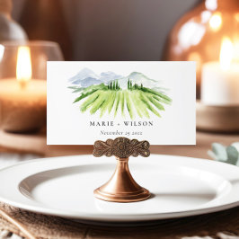 Tarjeta De Mesa Elegante Boda Rústico de viñedos de invierno