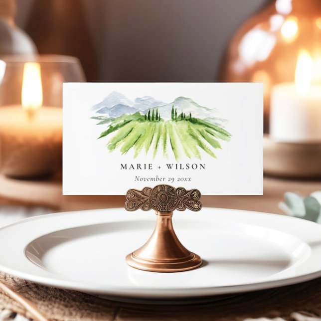 Tarjeta De Mesa Elegante Boda Rústico de viñedos de invierno (Subido por el creador)