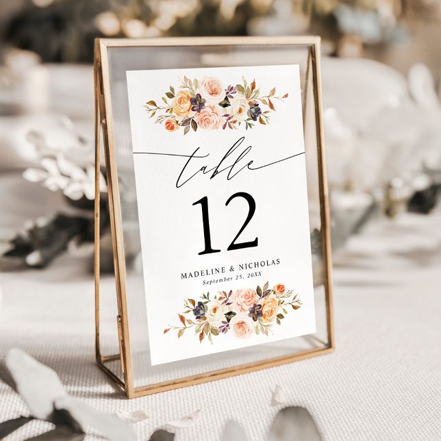 Tarjeta De Mesa Elegante Boda Rústico Fall Floral (Subido por el creador)