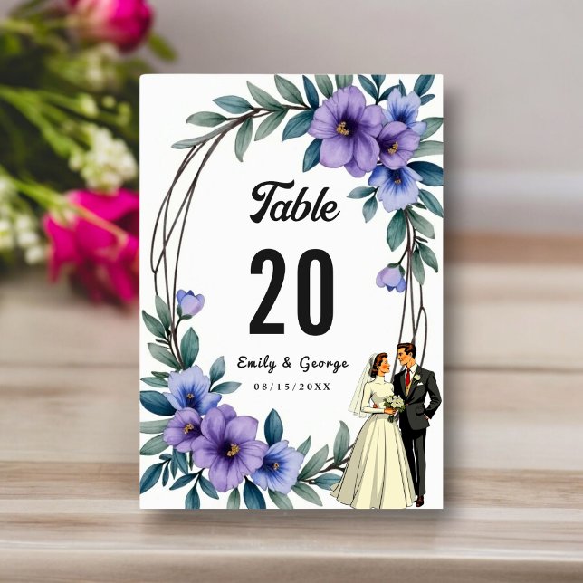 Tarjeta De Mesa Elegante Boda Rústico Floral Wreath Bride Groom (Subido por el creador)