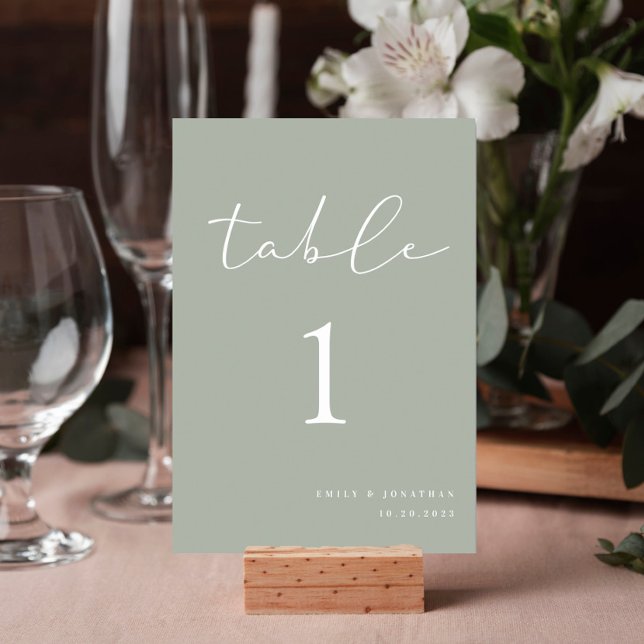 Tarjeta De Mesa Elegante Boda Sage Green (Subido por el creador)