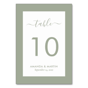 Tarjeta De Mesa Elegante Boda Sage Green