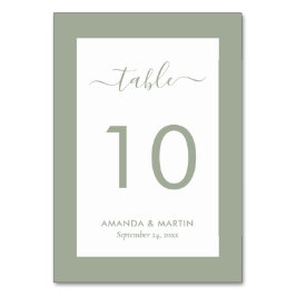 Tarjeta De Mesa Elegante Boda Sage Green