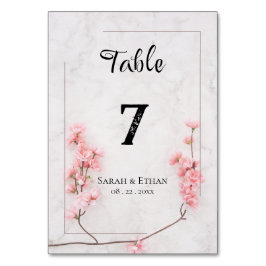 Tarjeta De Mesa Elegante Boda Sakura floral rosa Cherry Blossom