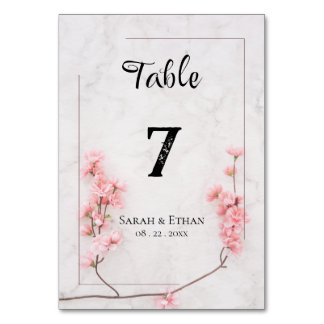 Tarjeta De Mesa Elegante Boda Sakura floral rosa Cherry Blossom