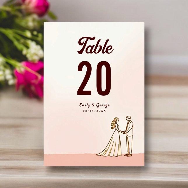 Tarjeta De Mesa Elegante Boda Sencillo Negro Y Blanco De La Novia  (Subido por el creador)