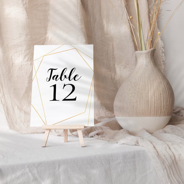 Tarjeta De Mesa Elegante Boda simple de marco geométrico oro (Subido por el creador)