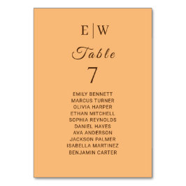 Tarjeta De Mesa Elegante Boda simple de monograma de engrase