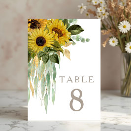 Tarjeta De Mesa Elegante Boda Taupe Sunflowers