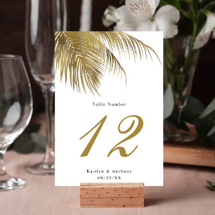 Tarjeta De Mesa Elegante Boda Tropical Palm Tree Beach