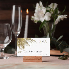 Tarjeta De Mesa Elegante Boda Tropical Palm Tree Beach