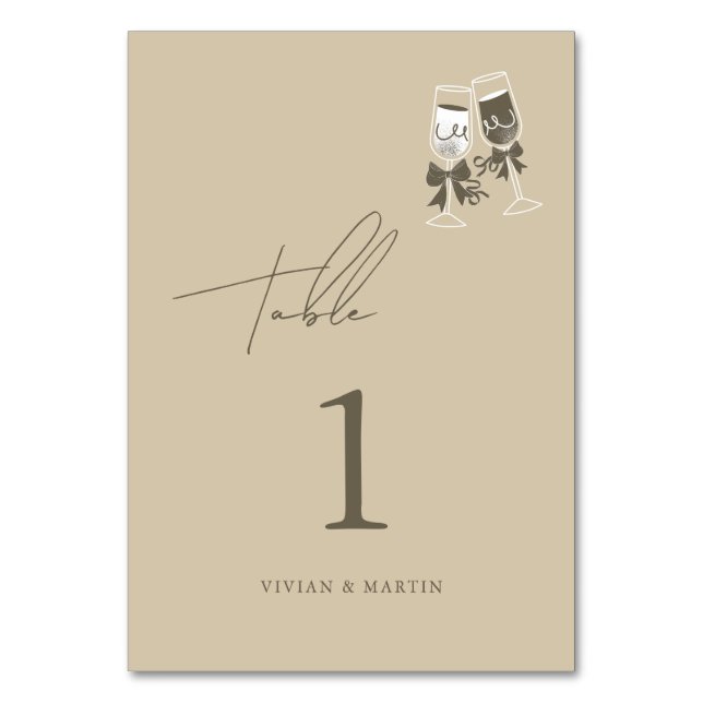 Tarjeta De Mesa Elegante Boda verde arena (Anverso)