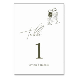 Tarjeta De Mesa Elegante Boda verde de madera de oliva