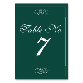 Tarjeta De Mesa Elegante Boda verde esmeralda números de tabla