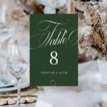 Tarjeta De Mesa Elegante Boda verde guion<br><div class="desc">Elegante Script Green Boda Table Number (Número de tabla de  verde) incluye un guión grande y audaz y un estilo elegante.</div>