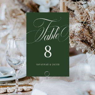 Tarjeta De Mesa Elegante Boda verde guion