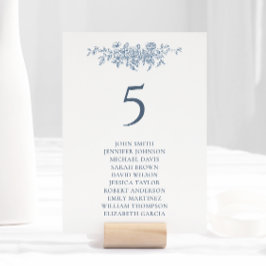 Tarjeta De Mesa Elegante Boda Vintage Floral Azul