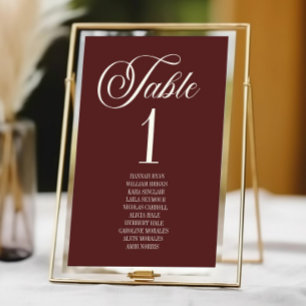 Tarjeta De Mesa Elegante Boda Vintage Marfil Oscuro Borgoña