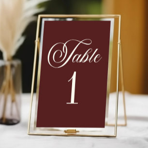 Tarjeta De Mesa Elegante Boda Vintage Marfil Oscuro Burgundy