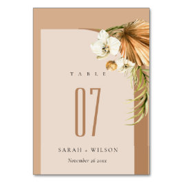 Tarjeta De Mesa Elegante Boho Dry Palm Rust Arch Boda