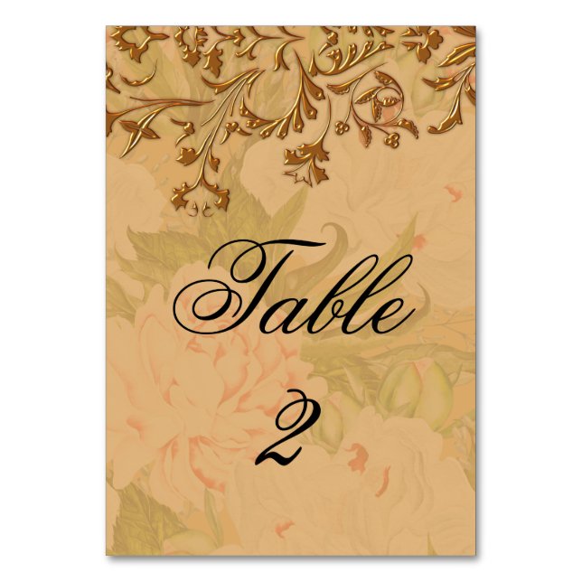 Tarjeta De Mesa Elegante Boho Gold Scrolls y melodías falsas (Anverso)